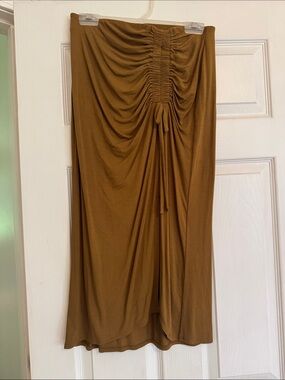 a new day Ruched Midi Skirt in Warm Brown